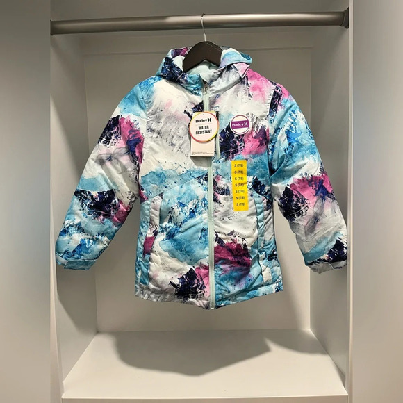 Hurley blue patterned waterproof warm snow jacket parka S(7/8) new with tags